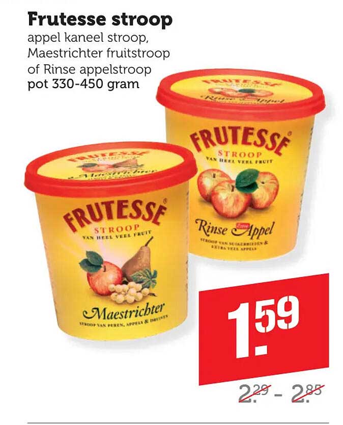 Frutesse stroop appel kaneel stroop, Maestrichter fruitstroop of Rinse appelstroop pot 330-450 gram