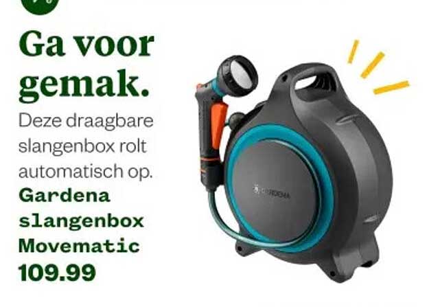 Ga voor gemak. Deze draagbare slangenbox rolt automatisch op. Gardena slangenbox Mowematic