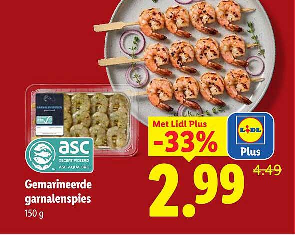 Gemarineerde garnalenspies -33%