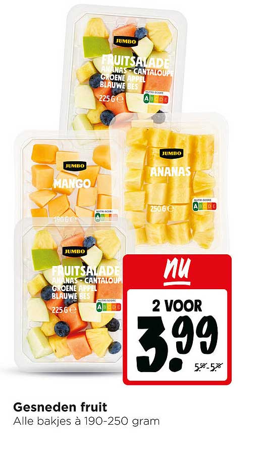 Gesneden fruit Alle bakjes à 190-250 gram 2 voor 3.99