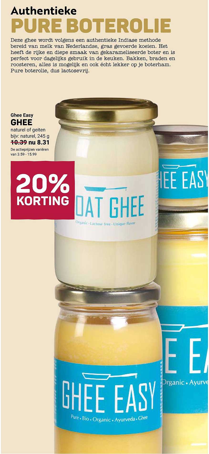 Ghee Easy GHEE naturel of geiten bijv. naturel, 245 g 20% KORTING