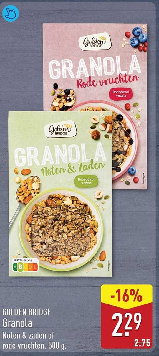 GOLDEN BRIDGE Granola Noten & zaden of rode vruchten, 500 g -16%