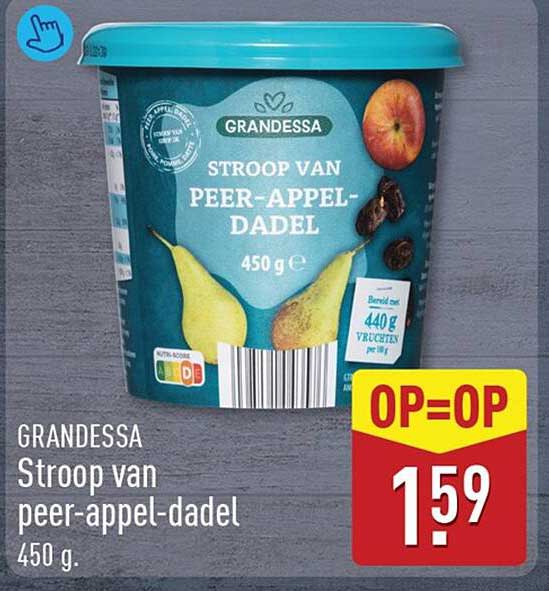 GRANDESSA Stroop van peer-appel-dadel 450 g OP=OP