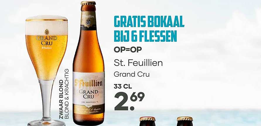 Gratis bokaal bij 6 flessen op=op St. Feuillien Grand Cru 33 cl