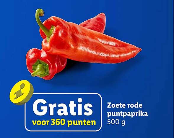 Gratis voor 360 punten Zoete rode puntpaprika 500 g