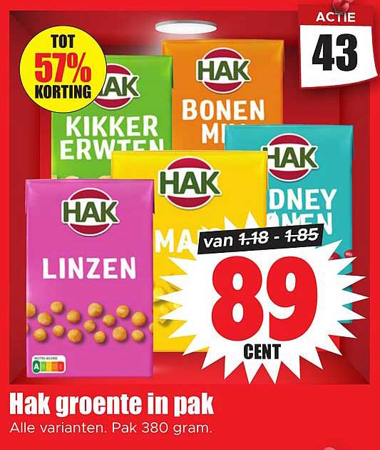 Hak groente in pak