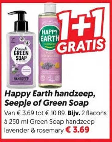 Happy Earth handzeep, Seepje of Green Soap 1+1 GRATIS