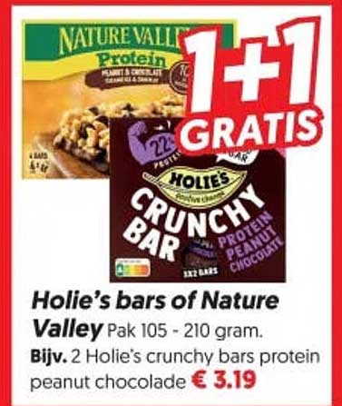 Holie’s bars of Nature Valley 1+1 GRATIS