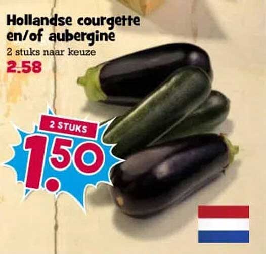 Hollandse courgette en/of aubergine 2 stuks naar keuze