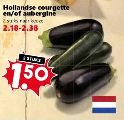 Hollandse courgette en/of aubergine 2 stuks naar keuze