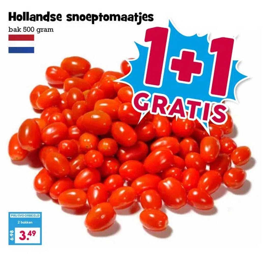 Hollandse snoeptomaatjes bak 500 gram 1+1 GRATIS