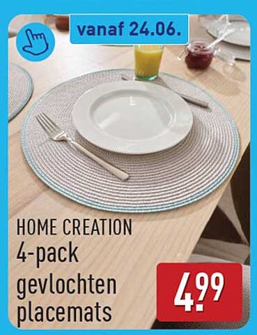 HOME CREATION 4-pack gevlochten placemats