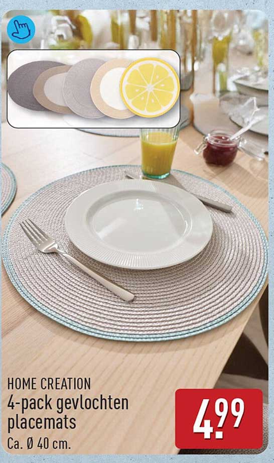 HOME CREATION 4-pack gevlochten placemats