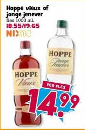 Hoppe vieux of jonge jenever fles 1000 ml.