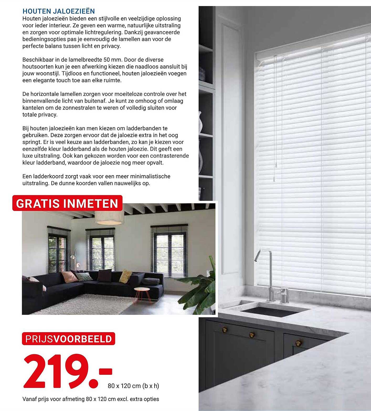 Houten jaloezieën GRATIS INMETEN