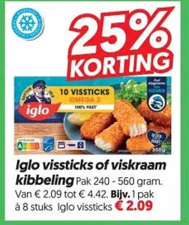Iglo vissticks of viskraam kibbeling