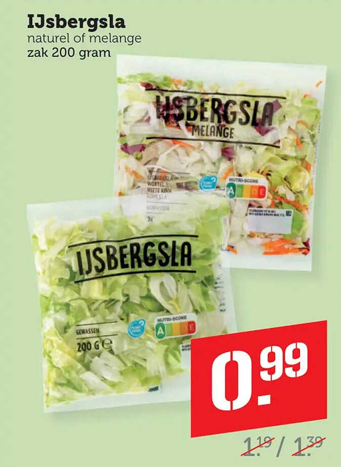 IJbergsla naturel of melange zak 200 gram