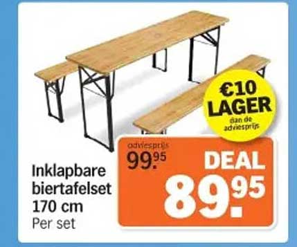 Inklapbare biertafelsset 170 cm Per set
