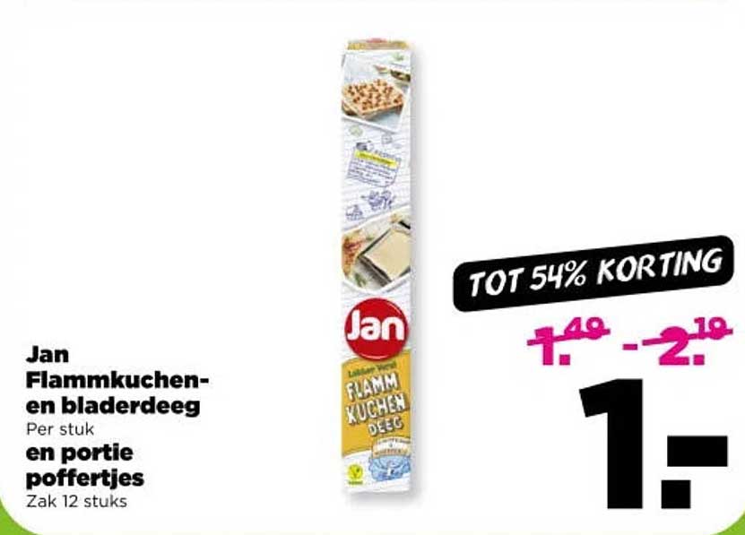 Jan Flammkuchen- en bladerdeeg per stuk en portie poffertjes zak 12 stuks