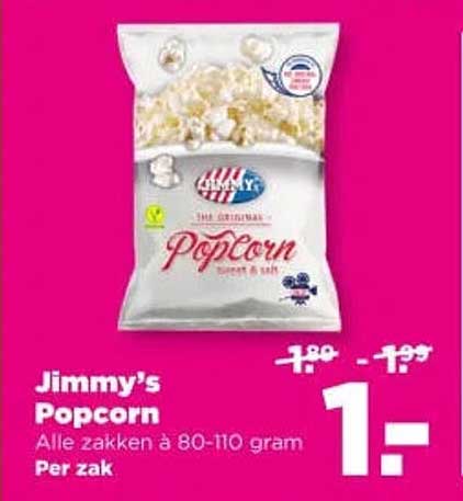 Jimmy's Popcorn Alle zakken à 80-110 gram Per zak