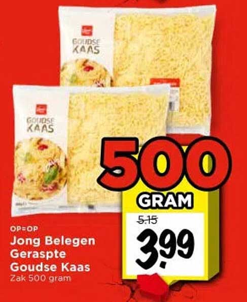 Jong Belegen Geraspte Goudse Kaas Zak 500 gram