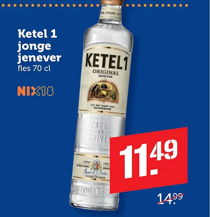 Ketel 1 jonge jenever fles 70 cl NIX18