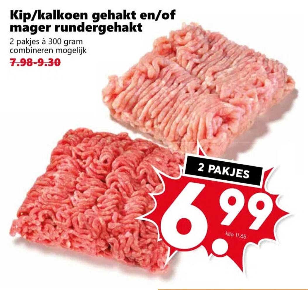 Kip/kalkoen gehakt en/of mager rundergehakt