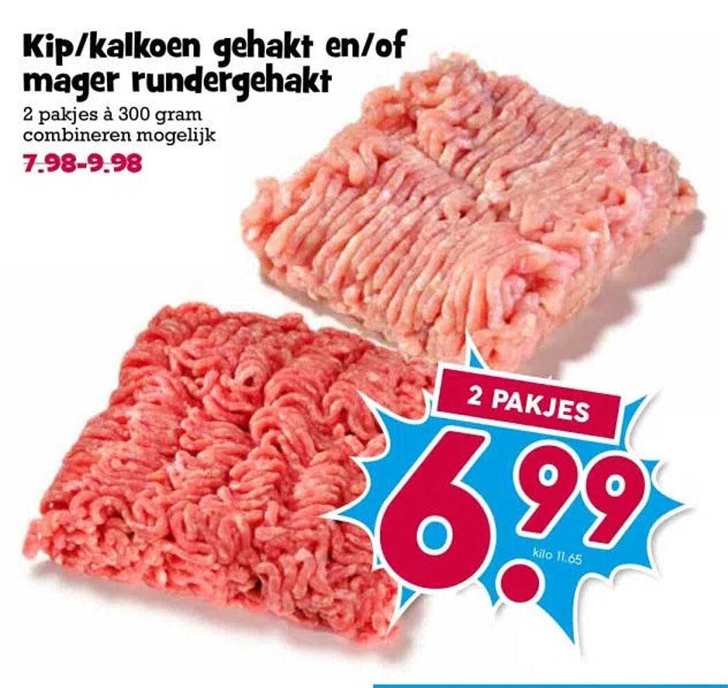Kip/kalkoen gehakt en/of mager rundergehakt
