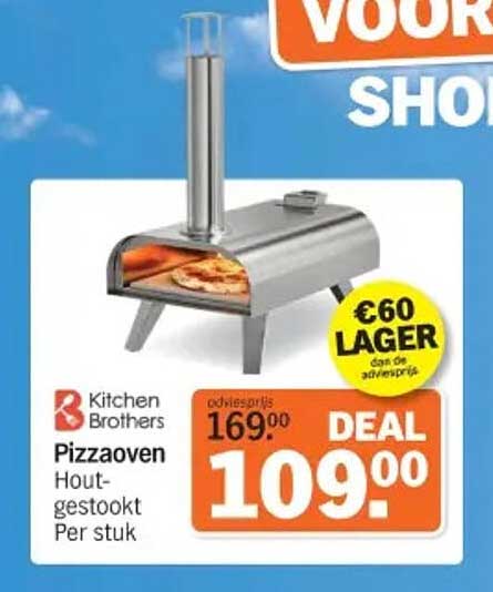 Kitchen Brothers Pizzaoven Hout-gestookt Per stuk