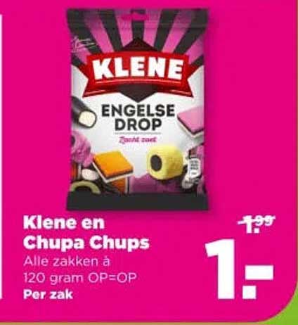 Klene en Chupa Chups Alle zakken à 120 gram OP=OP Per zak