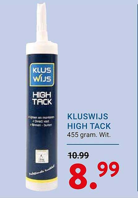 KLUSWIJS HIGH TACK 455 gram. Wit.