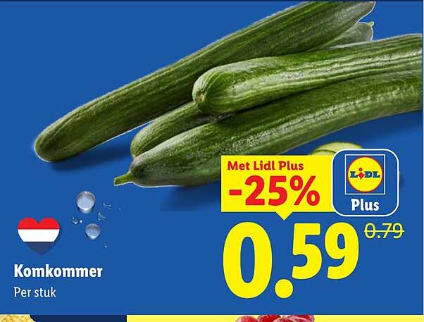 Komkommer Per stuk Met Lidl Plus -25%