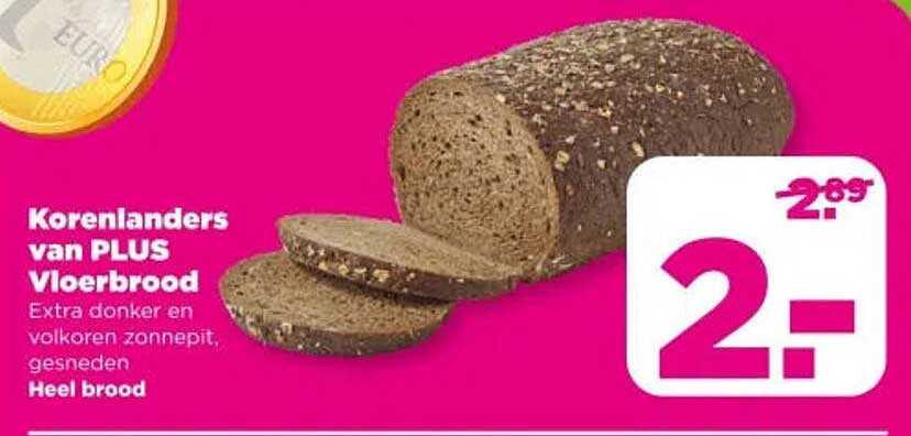 Korenlanders van PLUS Vloerbrood Extra donker en volkoren zonnebloempit, gesneden Heel brood