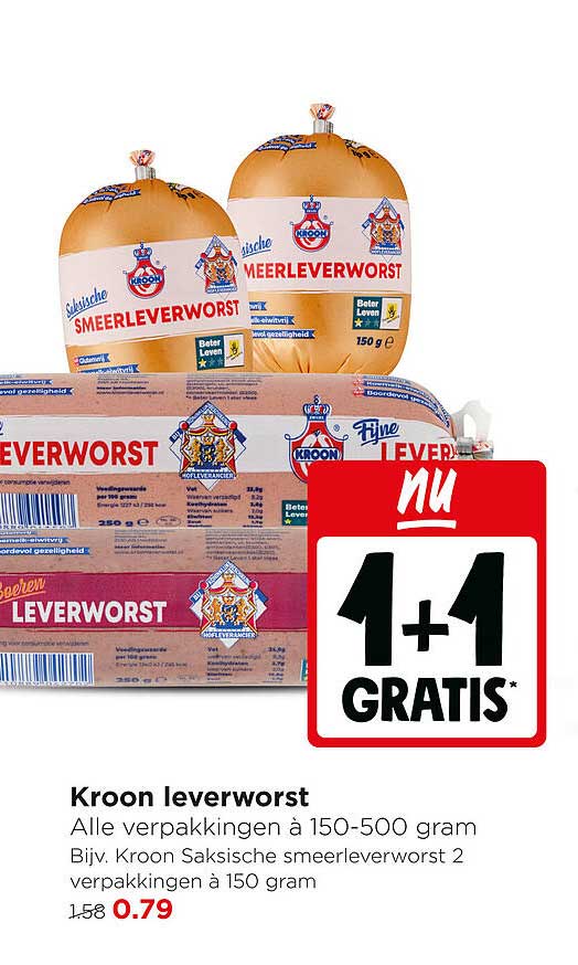 Kroon leverworst 1+1 gratis