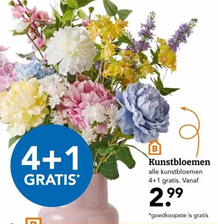 Kunstbloemen 4+1 gratis