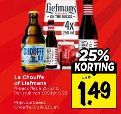 La Chouffe of Liefmans 4-pack fles a 25-33 cl. 25% KORTING
