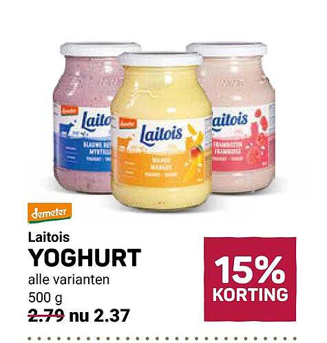 Laitois YOGHURT alle varianten 500 g 15% KORTING