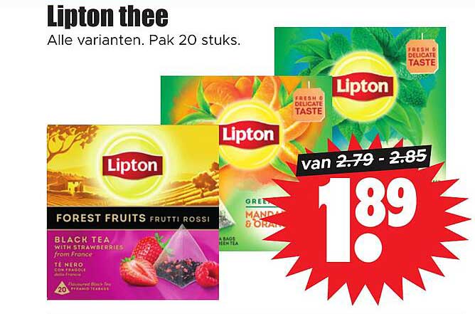 Lipton thee Alle varianten. Pak 20 stuks.