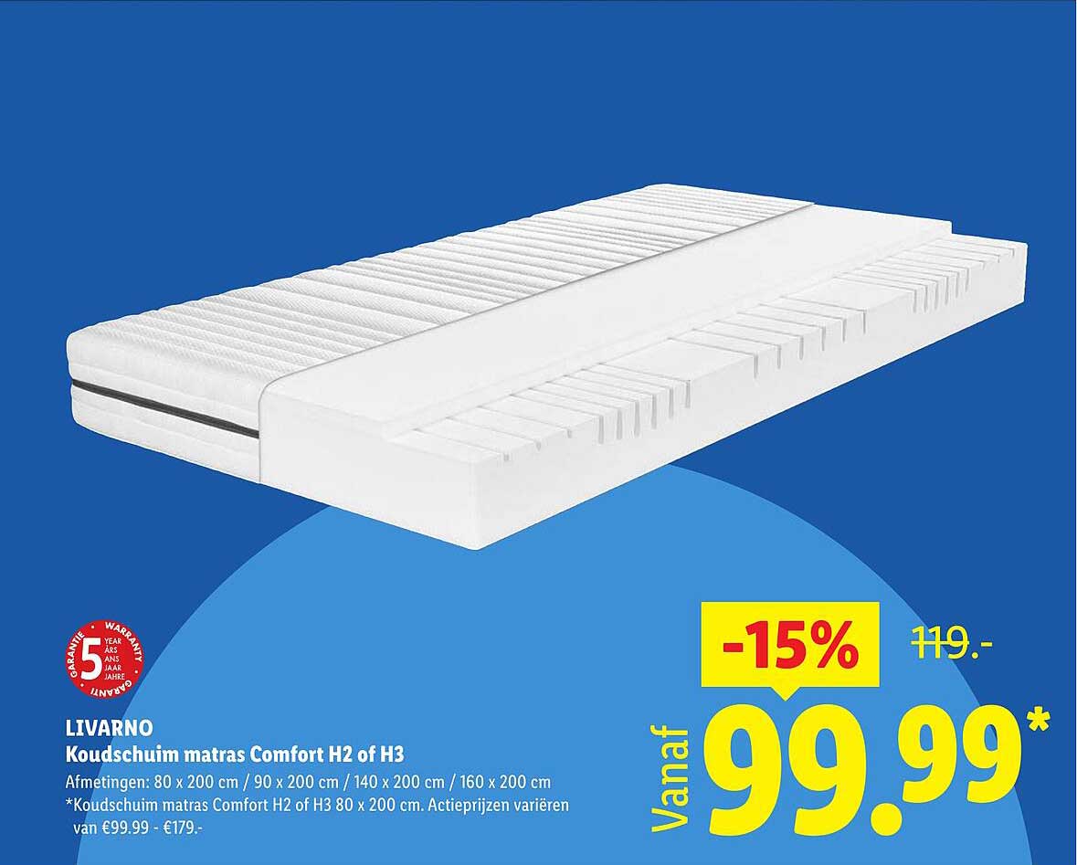 LIVARNO Koudschuim matras Comfort H2 of H3 -15%