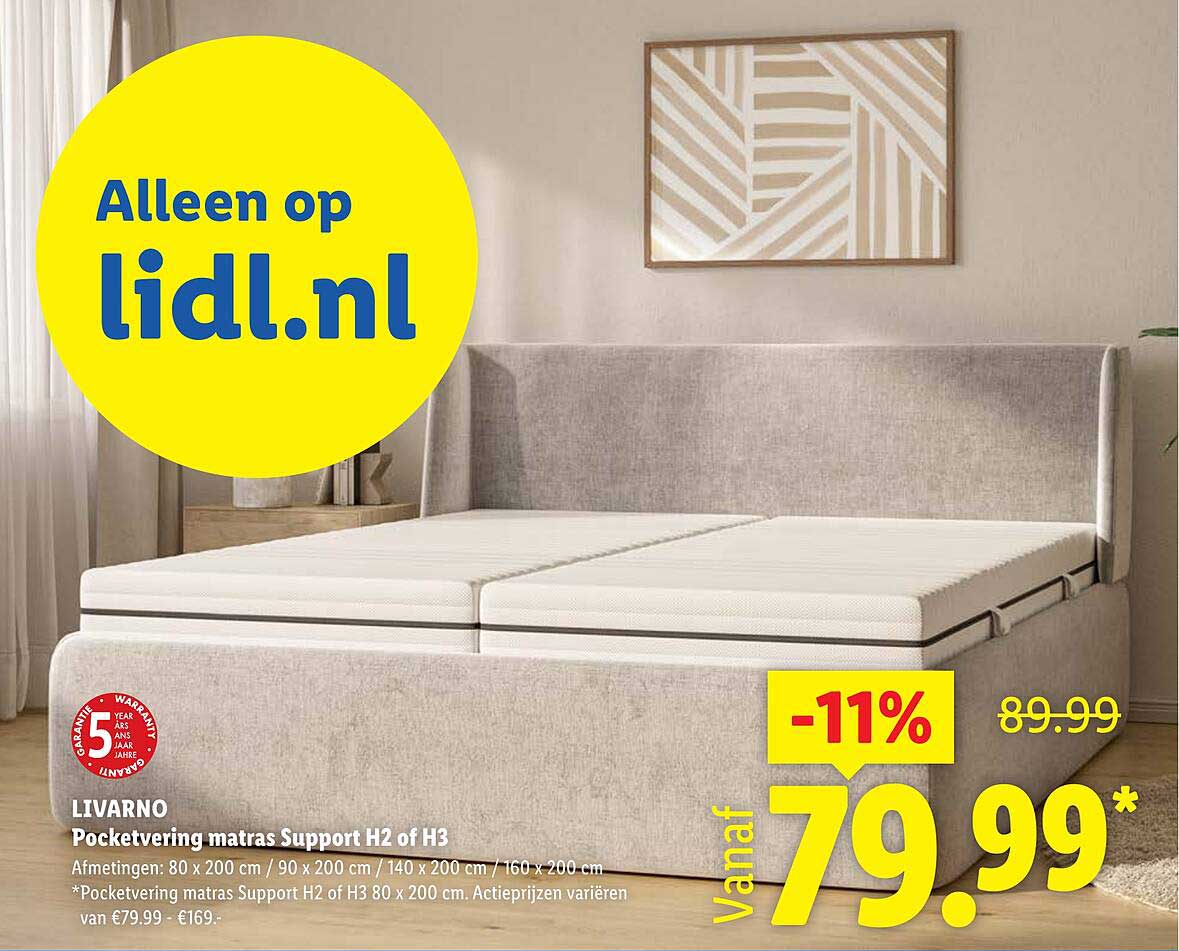 LIVARNO Pocketvering matras Support H2 of H3