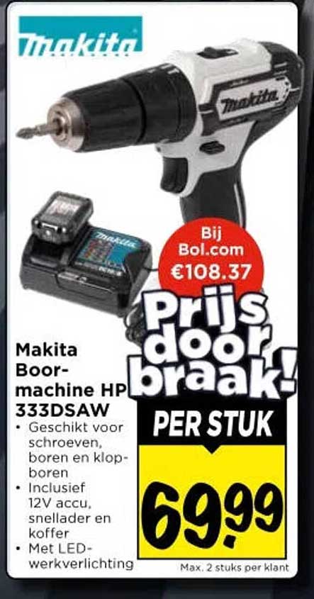 Makita Boormachine HPL 333DSAW Prijs doorbraak! PER STUK