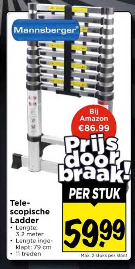 Mannsberger Telescopische Ladder Prijs doorbraak! PER STUK