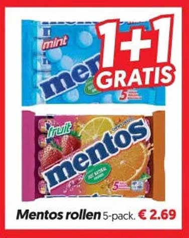 Mentos rollen 5-pack 1+1 GRATIS