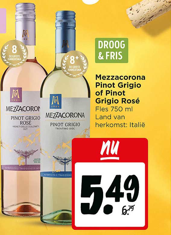 Mezzacorona Pinot Grigio of Pinot Grigio Rosé Fles 750 ml