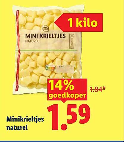Minikrieltjes naturel 1 kilo 14% goedkoper
