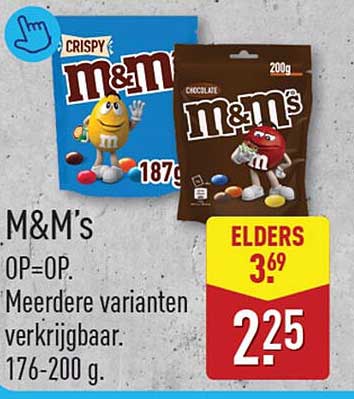 M&M's 0P=0P. Meerdere varianten verkrijgbaar. 176-200 g.