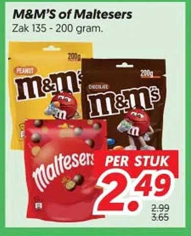 M&M's of Maltesers Zak 135 - 200 gram