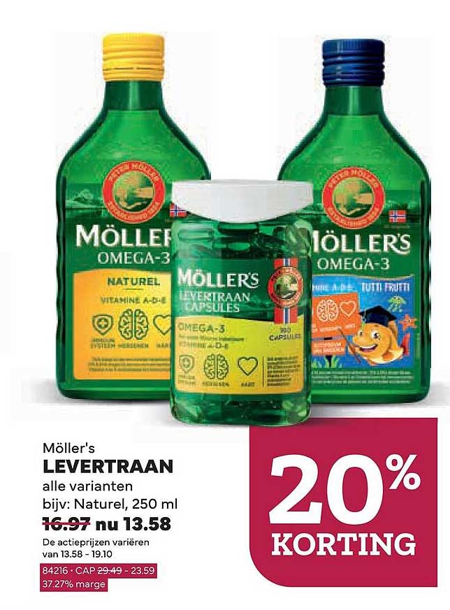 Möller's LEVERTRAAN alle varianten bijv: Naturel, 250 ml 20% KORTING