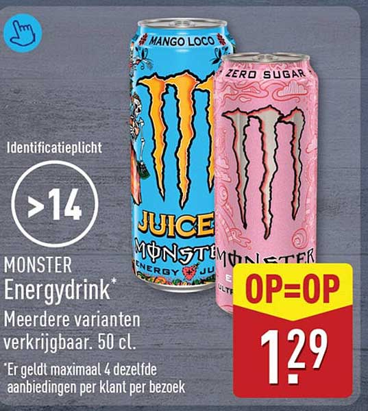 MONSTER Energydrink* Meerdere varianten verkrijgbaar. 50 cl. OP=OP