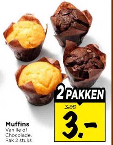 Muffins Vanille of Chocolade, Pak 2 stuks 2 PAKKEN